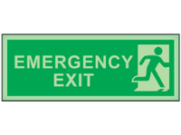 Emergency exit, running man photoluminescent safety sign