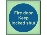 Fire door keep locked shut photoluminescent safety sign