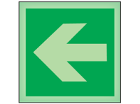 Horizontal arrow left symbol photoluminescent safety sign