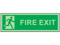 Fire exit running man photoluminescent safety sign