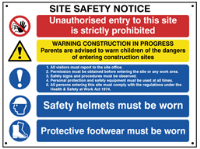 Building site safety notice sign