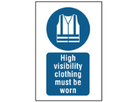 High visibility clothing must be worn symbol and text safety sign.