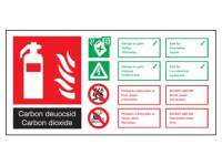 Carbon deuocsyd / Carbon dioxide extinguisher safety sign.