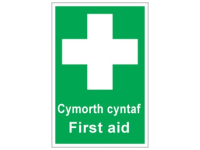 Cymorth cyntaf, First aid. Welsh English sign.