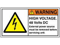 High voltage 48 Volts DC label