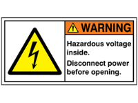 Hazardous voltage inside label