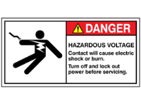 Danger hazardous voltage label