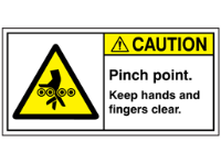 Caution pinch point keep hands and fingers clear label