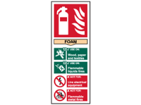 Foam fire extinguisher safety sign.