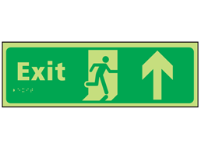 Exit arrow up photoluminescent sign.