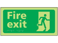 Fire exit photoluminescent sign.