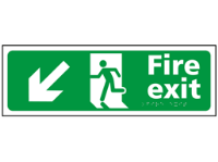 Fire exit, running man, arrow down left sign.
