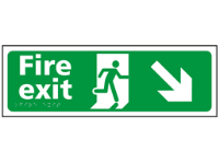 Fire exit, running man, arrow down right sign.