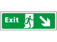 Exit, running man, arrow down right sign.