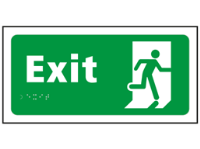 Exit text and symbol sign.