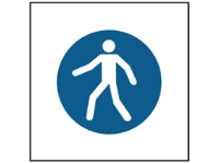Pedestrian route symbol safety sign.
