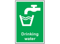 Drinking water symbol and text safety sign.