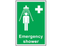 Emergency shower symbol and text sign.