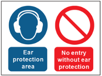 Ear protection area, no entry without ear protection safety sign.