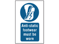 Anti-static footwear must be worn symbol and text safety sign.