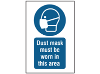 Dust mask must be worn in this area symbol and text safety sign.