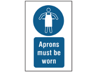 Aprons must be worn symbol and text safety sign.