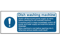 Dish washing machine safety label.