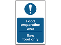 Food preparation area, raw food only safety sign.