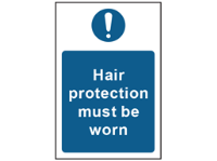 Hair protection must be worn safety sign.