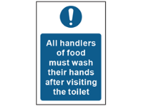 All handlers of food must wash their hands safety sign.