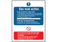 Gas leak action safety sign.