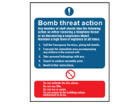 Bomb threat action sign
