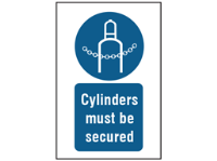 Cylinders must be secured symbol and text safety sign.