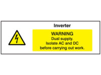 Inverter. Warning dual supply PV hazard label