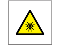 Caution optical radiation hazard symbol safety sign.