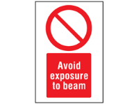 Avoid exposure to beam symbol and text safety sign.