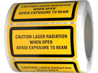 Caution laser radiation when open avoid exposure to beam, laser equipment warning safety label.