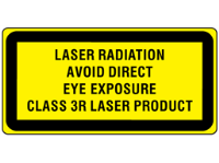Laser radiation avoid direct eye exposure, class 3R laser equipment warning safety label.