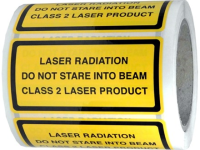Laser radiation do not stare into the beam, class 2 laser equipment warning safety label.