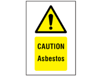 Caution asbestos symbol and text safety sign.