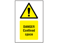 Danger confined space symbol and text safety sign.