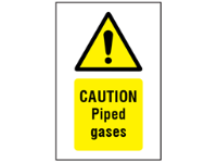 Caution Piped gases symbol and text safety sign.