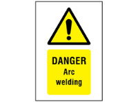 Danger Arc welding symbol and text safety sign.