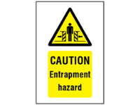 Caution Entrapment hazard symbol and text safety sign.