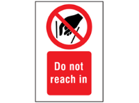 Do not reach in symbol and text safety sign.