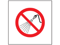 Do not spray water symbol safety sign.