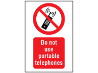 Do not use portable telephones symbol and text safety sign.
