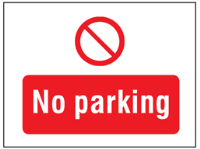 No parking symbol and text safety sign.
