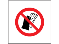 Do not wear gloves symbol safety sign.