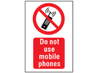 Do not use mobile phones symbol and text safety sign.